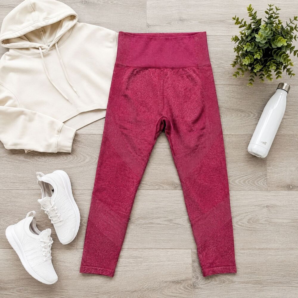 JoyLab Ribbed Cropped Leggings Red Pink High Rise Athletic XL